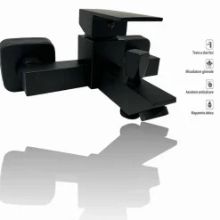 RUBINETTO BAGNO ULTRA MODERNO MISCELATORE ORIENTABILE PER VASCA NERO OPACO 87209