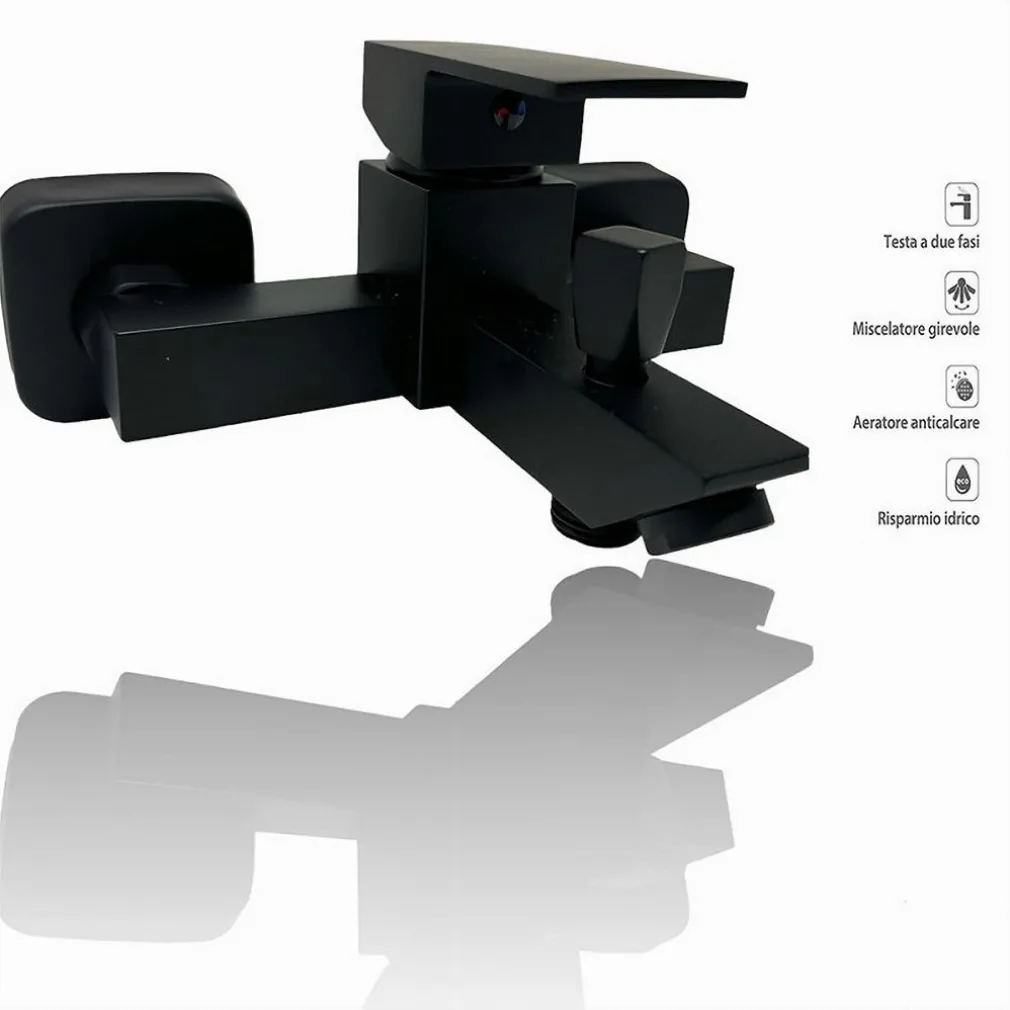 RUBINETTO BAGNO ULTRA MODERNO MISCELATORE ORIENTABILE PER VASCA NERO OPACO 87209