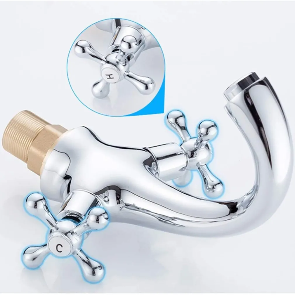 RUBINETTO BICOMANDO PER LAVABO APPOGGIO BAGNO COMANDO CROCE VITE ACCIAIO CROMATO