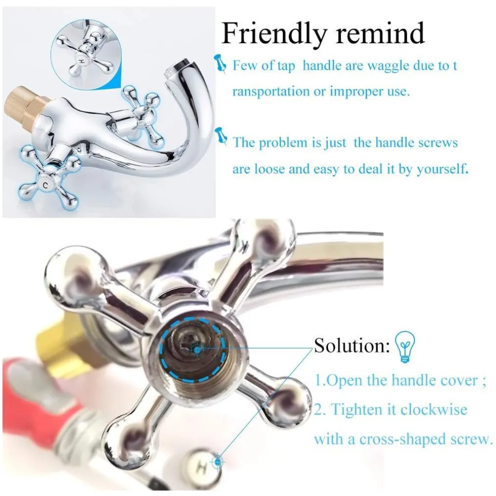 RUBINETTO BICOMANDO PER LAVABO APPOGGIO BAGNO COMANDO CROCE VITE ACCIAIO CROMATO