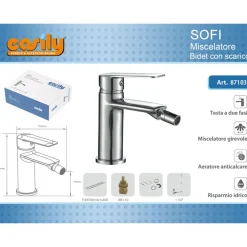 RUBINETTO BIDET MISCELATORE MONOCOMANDO DESIGN MODERNO CROMATO CLASSIC SOFI87103