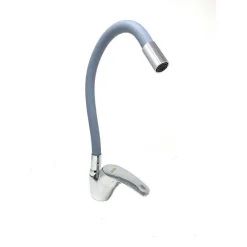 RUBINETTO CUCINA CANNA ALTA SILICONE MISCELATORE LAVELLO ORIENTABILE 69369 GRIGIO