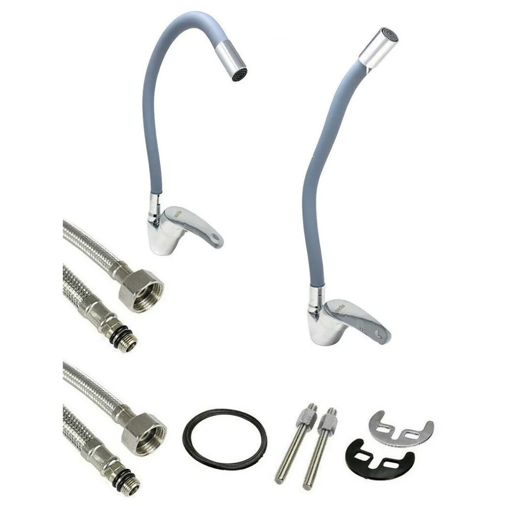 RUBINETTO CUCINA CANNA ALTA SILICONE MISCELATORE LAVELLO ORIENTABILE 69369 GRIGIO