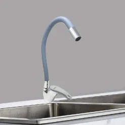 RUBINETTO CUCINA CANNA ALTA SILICONE MISCELATORE LAVELLO ORIENTABILE 69369 GRIGIO