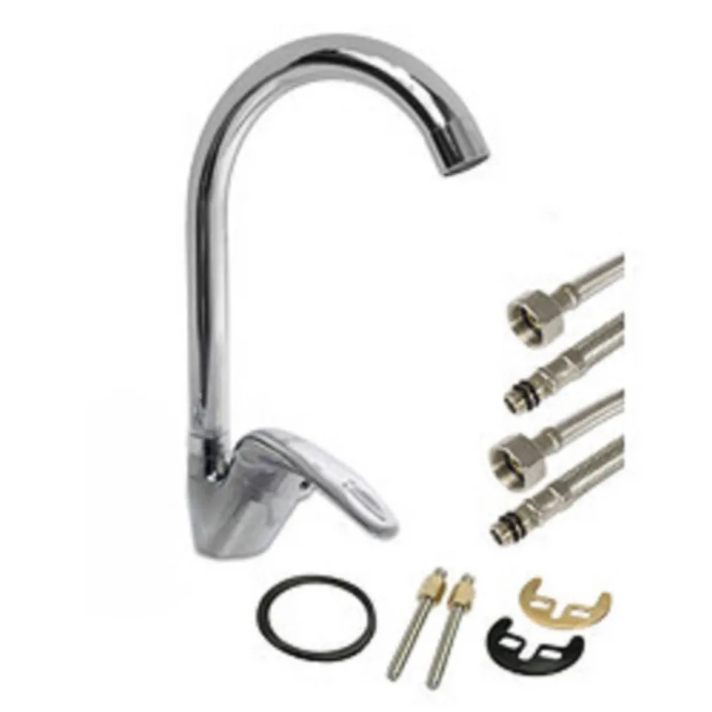 RUBINETTO CUCINA CANNA ALTA CURVA MONOCOMANDO LAVELLO MISCELATORE CROMATO 52934