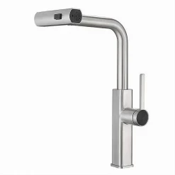 RUBINETTO CUCINA ESTRAIBILE EROGATORE GIREVOLE 2 GETTI CROMATO MISCELATORE 87255