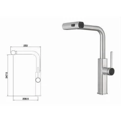 RUBINETTO CUCINA ESTRAIBILE EROGATORE GIREVOLE 2 GETTI CROMATO MISCELATORE 87255