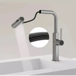 RUBINETTO CUCINA ESTRAIBILE EROGATORE GIREVOLE 2 GETTI CROMATO MISCELATORE 87255