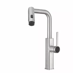 RUBINETTO CUCINA ESTRAIBILE EROGATORE GIREVOLE 2 GETTI CROMATO MISCELATORE 87255