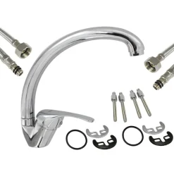 RUBINETTO CUCINA LAVELLO MONOFORO MISCELATORE ORIENTABILE CROMATO SATINATO 79827