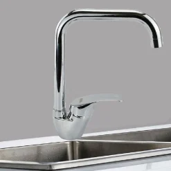 RUBINETTO CUCINA MISCELATORE LAVANDINO CANNA ALTA QUADRATA OTTONE CROMATO 69140