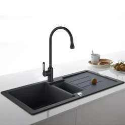 RUBINETTO CUCINA MISCELATORE LAVELLO CANNA ALTA MONOCOMANDO NERO SATINATO 87254