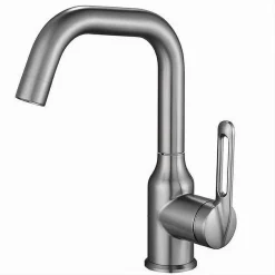 RUBINETTO CUCINA MONOCOMANDO MISCELATORE GIREVOLE LAVELLO SATINATO SILVER 87259