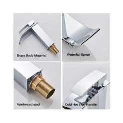 RUBINETTO DA BAGNO DESIGN MODERNO A CASCATA MISCELATORE MONOCOMANDO CROMATO