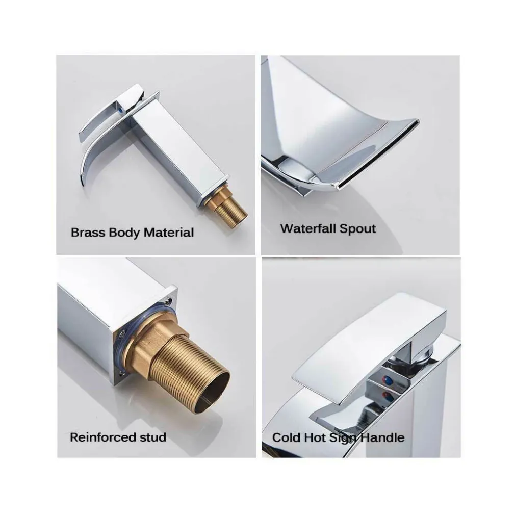 RUBINETTO DA BAGNO DESIGN MODERNO A CASCATA MISCELATORE MONOCOMANDO CROMATO