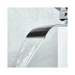 RUBINETTO DA BAGNO DESIGN MODERNO A CASCATA MISCELATORE MONOCOMANDO CROMATO