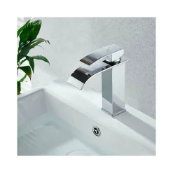RUBINETTO DA BAGNO DESIGN MODERNO A CASCATA MISCELATORE MONOCOMANDO CROMATO