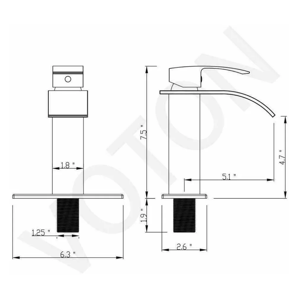 RUBINETTO DA BAGNO DESIGN MODERNO A CASCATA MISCELATORE MONOCOMANDO CROMATO