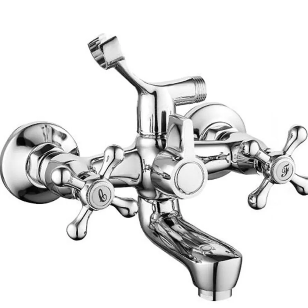 RUBINETTO GRUPPO VASCA DA BAGNO CROMATO CON ATTACCO PER DOCCIA BICOMANDO A CROCE