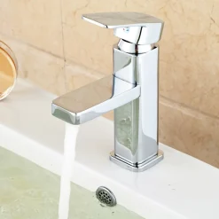 RUBINETTO LAVABO BAGNO MODERNO MISCELATORE LAVANDINO MONOCOMANDO OTTONE CROMATO