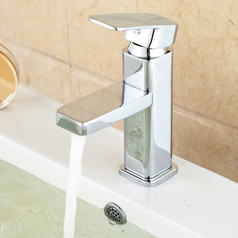RUBINETTO LAVABO BAGNO MODERNO MISCELATORE LAVANDINO MONOCOMANDO OTTONE CROMATO
