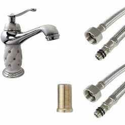 RUBINETTO LAVABO BRILLANTINI MISCELATORE BAGNO MONOFORO ARGENTO 52155 CANNA BASSA