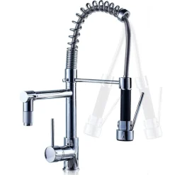 RUBINETTO LAVABO CUCINA CANNA ALTA DOPPIO MISCELATORE MONOCOMANDO ESTRAIBILE