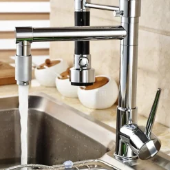 RUBINETTO LAVABO CUCINA CANNA ALTA DOPPIO MISCELATORE MONOCOMANDO ESTRAIBILE