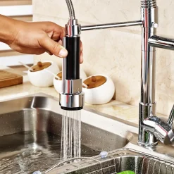 RUBINETTO LAVABO CUCINA CANNA ALTA DOPPIO MISCELATORE MONOCOMANDO ESTRAIBILE