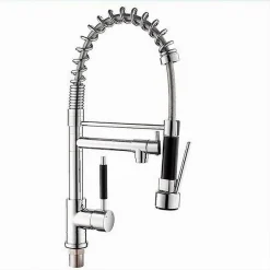 RUBINETTO LAVELLO CUCINA A 2 VIE ORIENTABILE CON DOCCETTA IN OTTONE CROMATO 59286