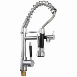 RUBINETTO LAVELLO CUCINA A 2 VIE ORIENTABILE CON DOCCETTA IN OTTONE CROMATO 59286