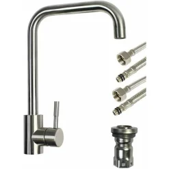 RUBINETTO LAVELLO CUCINA CANNA ALTA QUADRATA MISCELATORE OTTONE SATINATO 52813