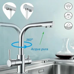 RUBINETTO MISCELATORE 3 VIE PER DEPURATORE ACQUA PURIFICATORE OSMOSI INVERSA