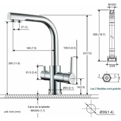 RUBINETTO MISCELATORE 3 VIE PER DEPURATORE ACQUA PURIFICATORE OSMOSI INVERSA
