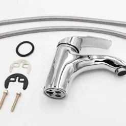 RUBINETTO MISCELATORE CROMATO CASA BAGNO LAVABO LAVANDINO KIT MONTAGGIO JH-8061