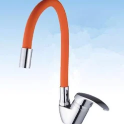 RUBINETTO MISCELATORE GIREVOLE PER LAVANDINO LAVELLO CUCINA COLORE CANNA ARANCIO