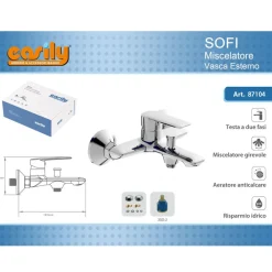 RUBINETTO MISCELATORE GRUPPO VASCA DA BAGNO CROMATO CON ATTACCO DOCCIA SOFI87104