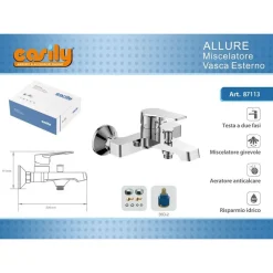 RUBINETTO MISCELATORE GRUPPO VASCA BAGNO CROMATO CON ATTACCO DOCCIA ALLURE 87113