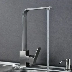 RUBINETTO MISCELATORE IN ACCIAIO INOX SATINATO CANNA ALTA LAVELLO PER CUCINA 52690