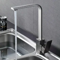 RUBINETTO MISCELATORE IN ACCIAIO INOX SATINATO CANNA ALTA LAVELLO PER CUCINA 52690