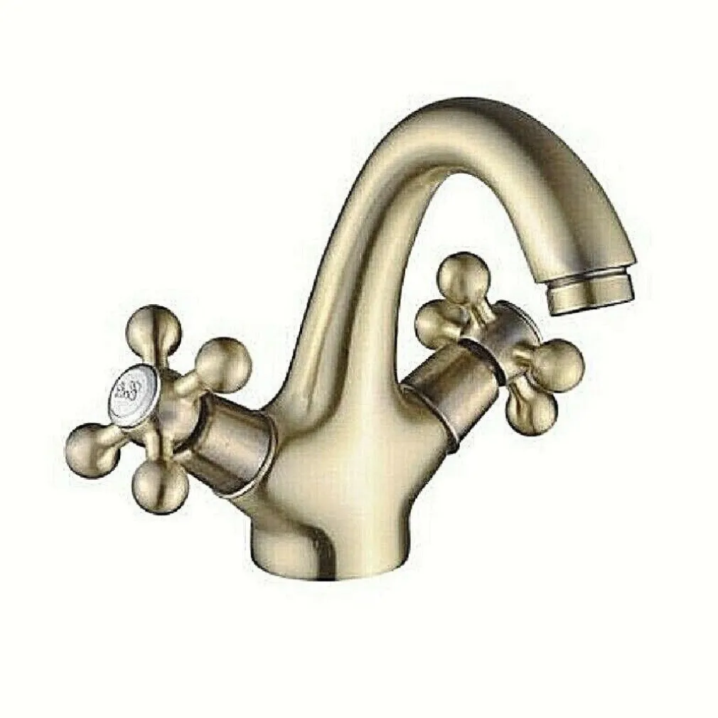 RUBINETTO MISCELATORE LAVABO BAGNO OTTONE DORATO BRONZO MODELLO ROMA 52805A