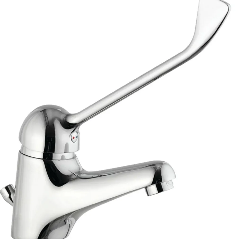 RUBINETTO MISCELATORE LAVANDINO COMANDO A GOMITO LEVA LUNGA CLINICA RISTORANTE