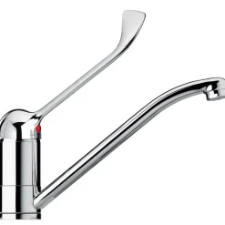 RUBINETTO MISCELATORE LAVABO COMANDO A GOMITO CON LEVA LUNGA CLINICA RISTORANTE