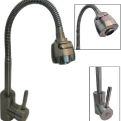 RUBINETTO MISCELATORE MONOCOMANDO CUCINA LAVELLO LAVABO CON DOCCETTA SATINATO