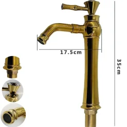 RUBINETTO MISCELATORE MONOCOMANDO LAVABO LAVELLO CUCINA ALTO OTTONE DORATO ORO