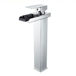 RUBINETTO MISCELATORE PER LAVABO BAGNO A CASCATA CON PILETTA ACCIAIO CROMATO 87397