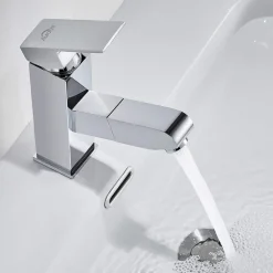 RUBINETTO MISCELATORE PER LAVANDINO LAVABO CROMATO CON DOCCETTA ESTRAIBILE