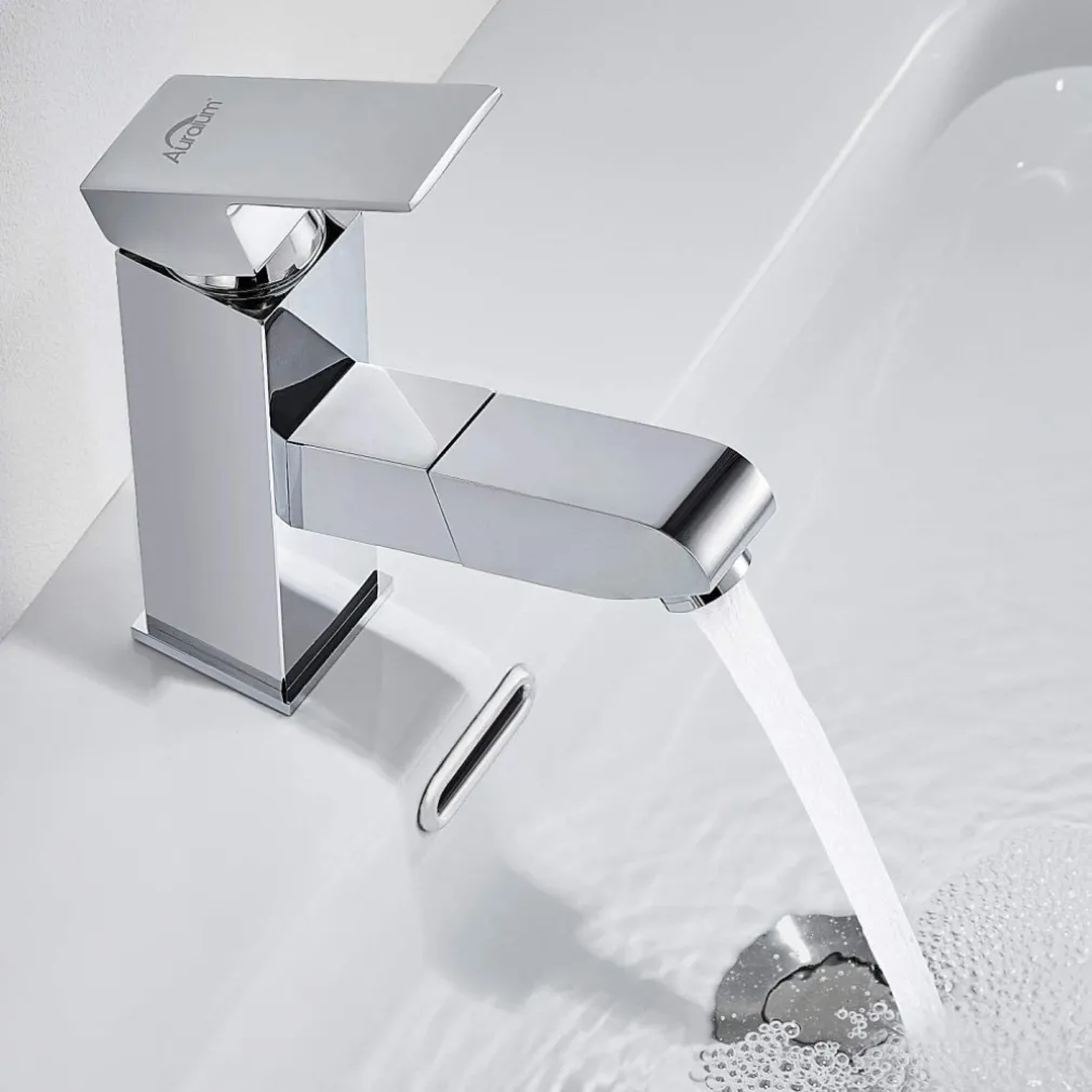 RUBINETTO MISCELATORE PER LAVANDINO LAVABO CROMATO CON DOCCETTA ESTRAIBILE