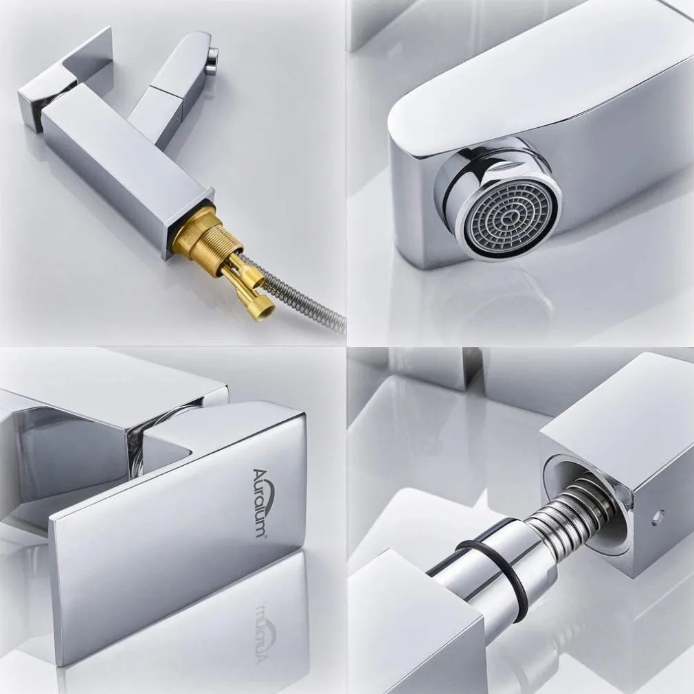 RUBINETTO MISCELATORE PER LAVANDINO LAVABO CROMATO CON DOCCETTA ESTRAIBILE