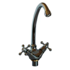 RUBINETTO MISCELATORE PER LAVELLO CUCINA A CANNA ALTA A CROCE COMANDO A VITE